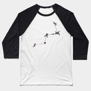 Cassiopeia Constellation Roses and Hearts Doodle Baseball T-Shirt